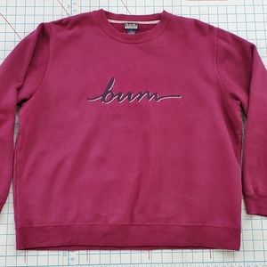 Bum Equipment Sweatshirt Women's Size Medium Spell Out Burgundy Red Pullover